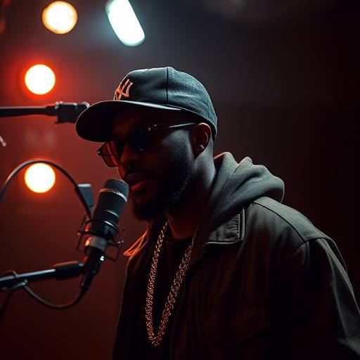 Studio recording session for rapper 'Lyric Legend'